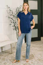 Load image into Gallery viewer, Sea You Soon Collared Top in Navy
