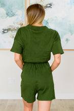 Load image into Gallery viewer, Short Sleeve V-Neck Romper in Army Green

