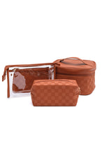 Load image into Gallery viewer, Subtly Checked Cosmetic Bags set of 4 in Brown
