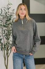Load image into Gallery viewer, Sweater Weather Half Zip High Neck Pullover in Charcoal
