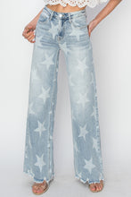 Load image into Gallery viewer, RISEN Full Size Raw Hem Star Wide Leg Jeans
