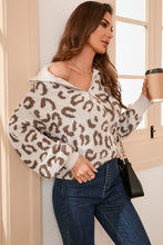 Load image into Gallery viewer, Leopard Half Zip Long Sleeve Sweater
