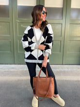 Load image into Gallery viewer, Contrast Trim Cardigan in Black Checkers
