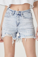 Load image into Gallery viewer, RISEN Raw Hem Distressed High Rise Denim Shorts
