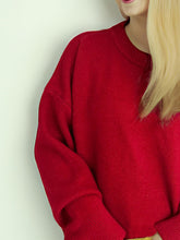 Load image into Gallery viewer, Round Neck Dropped Shoulder Long Sleeve Sweater
