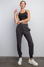 Load image into Gallery viewer, Rib Brushed Full Length Jogger Pant in Black
