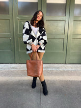 Load image into Gallery viewer, Contrast Trim Cardigan in Black Checkers
