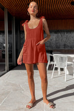 Load image into Gallery viewer, Full Size Scoop Neck Tie Shoulder Romper
