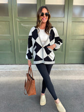 Load image into Gallery viewer, Contrast Trim Cardigan in Black Checkers
