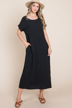 Load image into Gallery viewer, BOMBOM Round Neck Short Sleeve Midi Dress with Pockets
