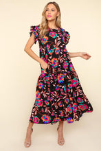 Load image into Gallery viewer, Haptics Ruffled Printed Round Neck Cap Sleeve Dress
