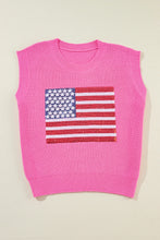 Load image into Gallery viewer, Sequin US Flag Round Neck Sweater Vest
