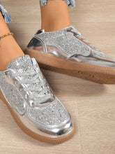 Load image into Gallery viewer, Sequin PU Leather Flat Sneakers
