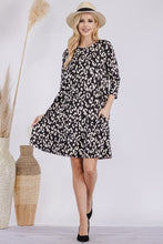 Load image into Gallery viewer, Celeste Full Size Leopard Three-Quarter Sleeve Dress with Pockets
