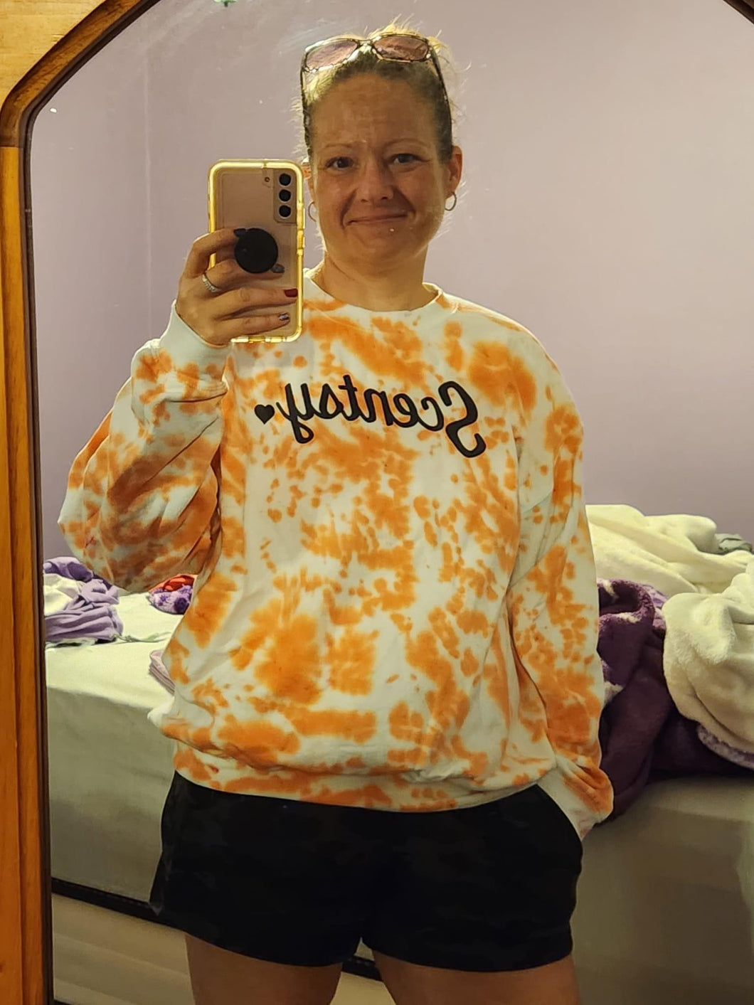 Orange hand dyed sweatshirt