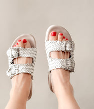Load image into Gallery viewer, Intertwine Dual Woven Strap Slide in White
