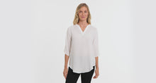 Load and play video in Gallery viewer, Scentsy Embroidered 3/4-Sleeve Tunic Blouse
