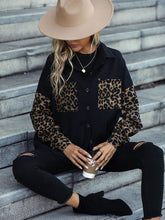 Load image into Gallery viewer, Leopard Print Buttoned Dropped Shoulder Jacket
