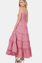 Load image into Gallery viewer, Zenana Woven Smocked Tiered Cami Maxi Dress
