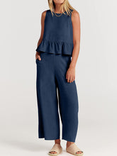 Load image into Gallery viewer, Full Size Round Neck Top and Wide Leg Pants Set
