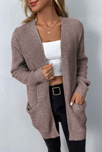 Load image into Gallery viewer, Rib-Knit Open Front Pocketed Cardigan
