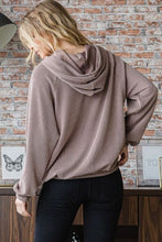 Load image into Gallery viewer, Heimish Full Size Ribbed Drawstring Kangaroo Pocket Hoodie
