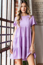 Load image into Gallery viewer, Heimish Full Size Swiss Dot Short Sleeve Tiered Dress
