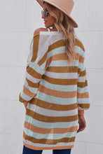 Load image into Gallery viewer, Full Size Striped Long Sleeve Openwork Cardigan
