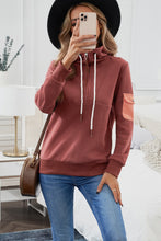 Load image into Gallery viewer, Half Zip Patch Pocket Drawstring Hoodie
