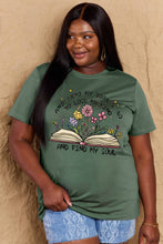 Load image into Gallery viewer, Simply Love Full Size Book &amp; Flower Graphic Cotton Tee
