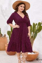 Load image into Gallery viewer, Plus Size Printed Surplice Ruffle Hem Dress
