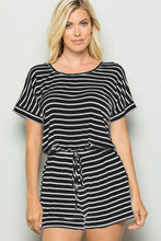 Load image into Gallery viewer, Heimish Full Size Striped Round Neck Short Sleeve Romper
