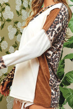 Load image into Gallery viewer, Leopard V-Neck Dropped Shoulder Blouse
