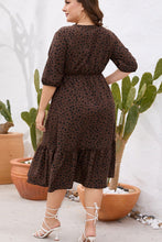 Load image into Gallery viewer, Plus Size Printed Surplice Ruffle Hem Dress
