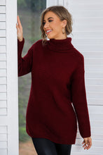 Load image into Gallery viewer, Horizontal Ribbing Turtleneck Tunic Sweater
