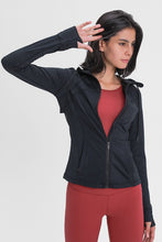 Load image into Gallery viewer, Drawstring Detail Zip Up Sports Jacket with Pockets
