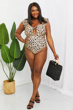 Load image into Gallery viewer, Marina West Swim Seashell Ruffle Sleeve One-Piece in Leopard
