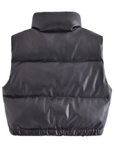 Load image into Gallery viewer, PU Leather Zip Up Drawstring Vest
