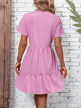 Load image into Gallery viewer, Short Sleeve Buttoned Tiered Dress
