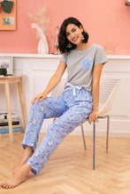 Load image into Gallery viewer, Round Neck T-Shirt and Floral Pants Lounge Set
