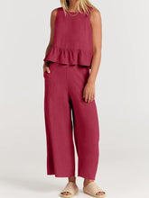 Load image into Gallery viewer, Full Size Round Neck Top and Wide Leg Pants Set
