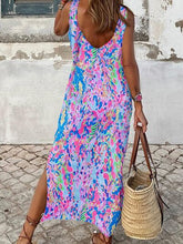 Load image into Gallery viewer, Slit Printed Wide Strap Midi Dress
