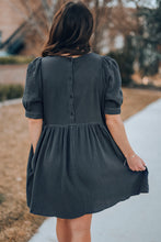 Load image into Gallery viewer, Round Neck Puff Sleeve Dress with Pockets
