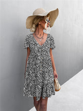 Load image into Gallery viewer, Floral Buttoned V-Neck Flutter Sleeve Dress
