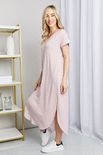 Load image into Gallery viewer, Heimish Full Size Horizontal Stripe Side Slit V-Neck Dress

