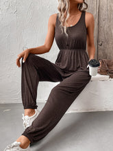 Load image into Gallery viewer, Decorative Button Scoop Neck Sleeveless Jumpsuit
