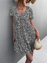 Load image into Gallery viewer, Floral Buttoned V-Neck Flutter Sleeve Dress
