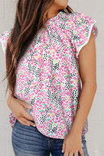 Load image into Gallery viewer, Floral Mock Neck Short Sleeve Blouse
