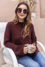 Load image into Gallery viewer, Round Neck Cutout Dropped Shoulder Sweater
