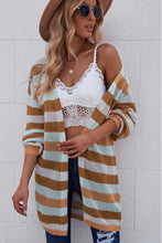 Load image into Gallery viewer, Full Size Striped Long Sleeve Openwork Cardigan
